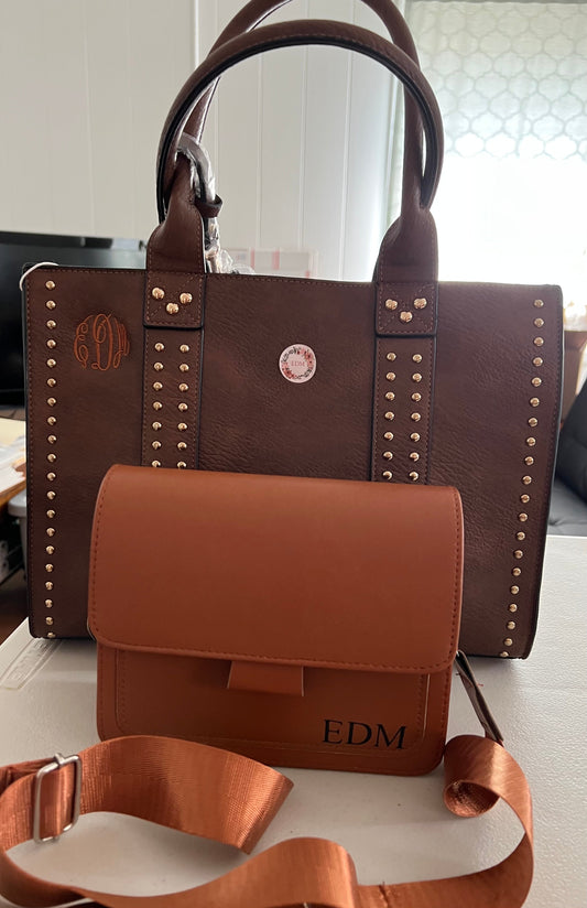 Sale! Buy 1 Large Brown Tote handbag Get 1 Free mini Crossbody bag